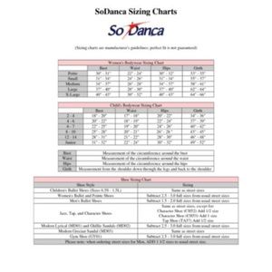 So Danca Size Chart